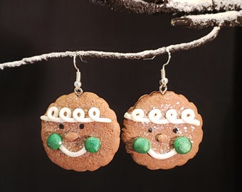 0823 - Cute Gingerbread Earrings/ Ginger Bread Face Cookie Earrings/ Christmas Earrings