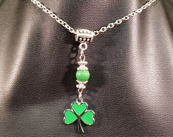 0123 - Enameled Three Leaf Clover Necklace / St. Patrick's Day / Cute Necklace / Irish Dreams / Shamrock / 3 Leaf Clover /