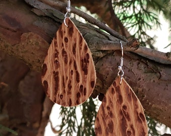 0324 - Leather Teardrop Earrings / Stamped Leather Teardrop Earrings / Western Style Earrings