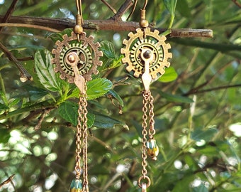 0324 - Copper Gear Earrings  / Copper Earrings / Dangle Earrings /  Trendy Earrings / Steam Punk Earrings