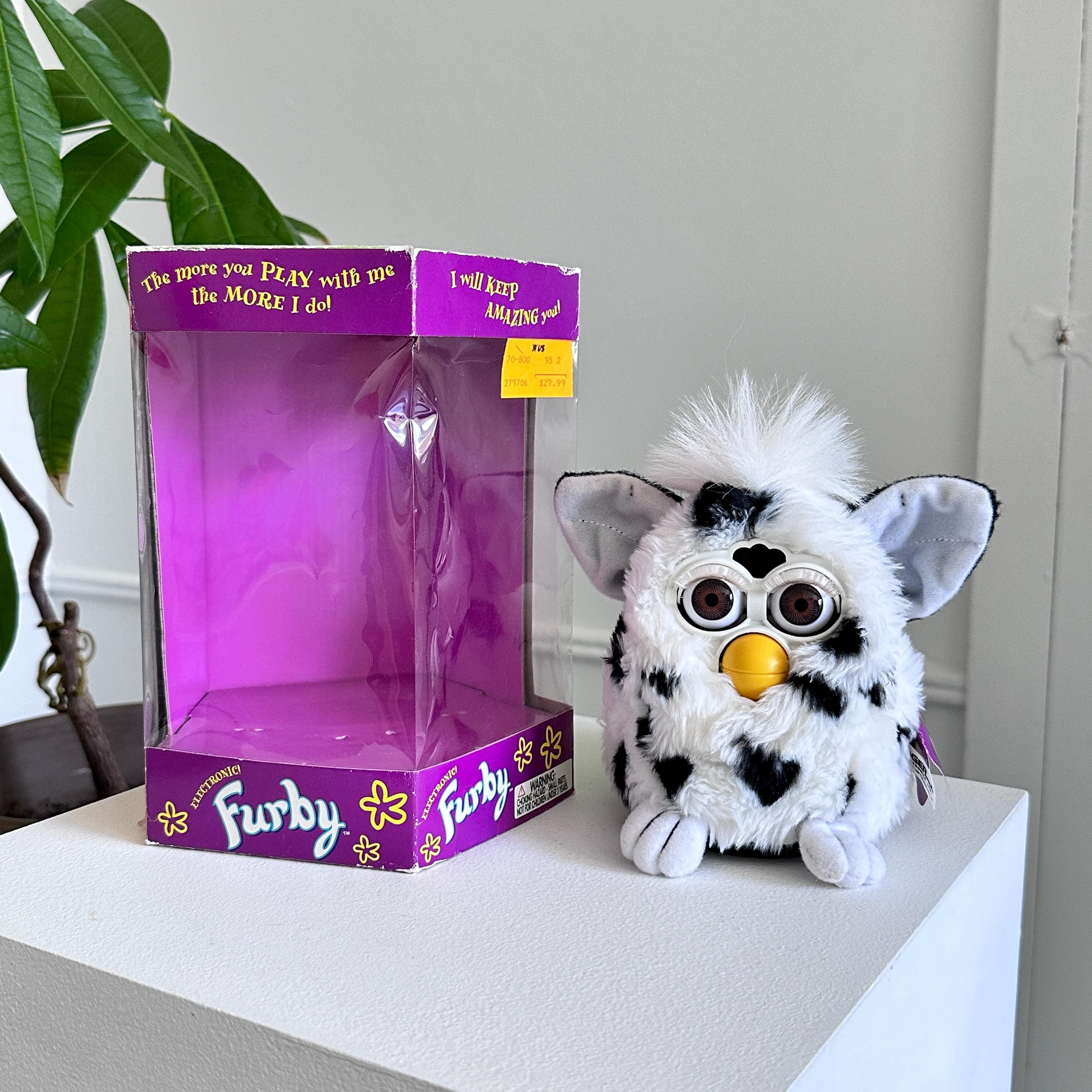 NICE Vintage 1998 Furby Fluffy Black White Cow Dalmatian Spots