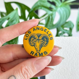 Rare vintage 1960s Los Angeles Rams Football NFL sports team pinback button pin blue gold ram 1.25" union made