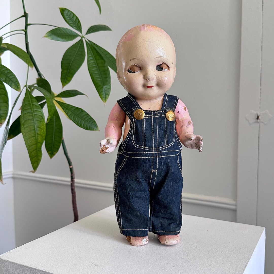 Antique 1920s 1930s Buddy Lee Doll W/ Original Lee Denim Overalls