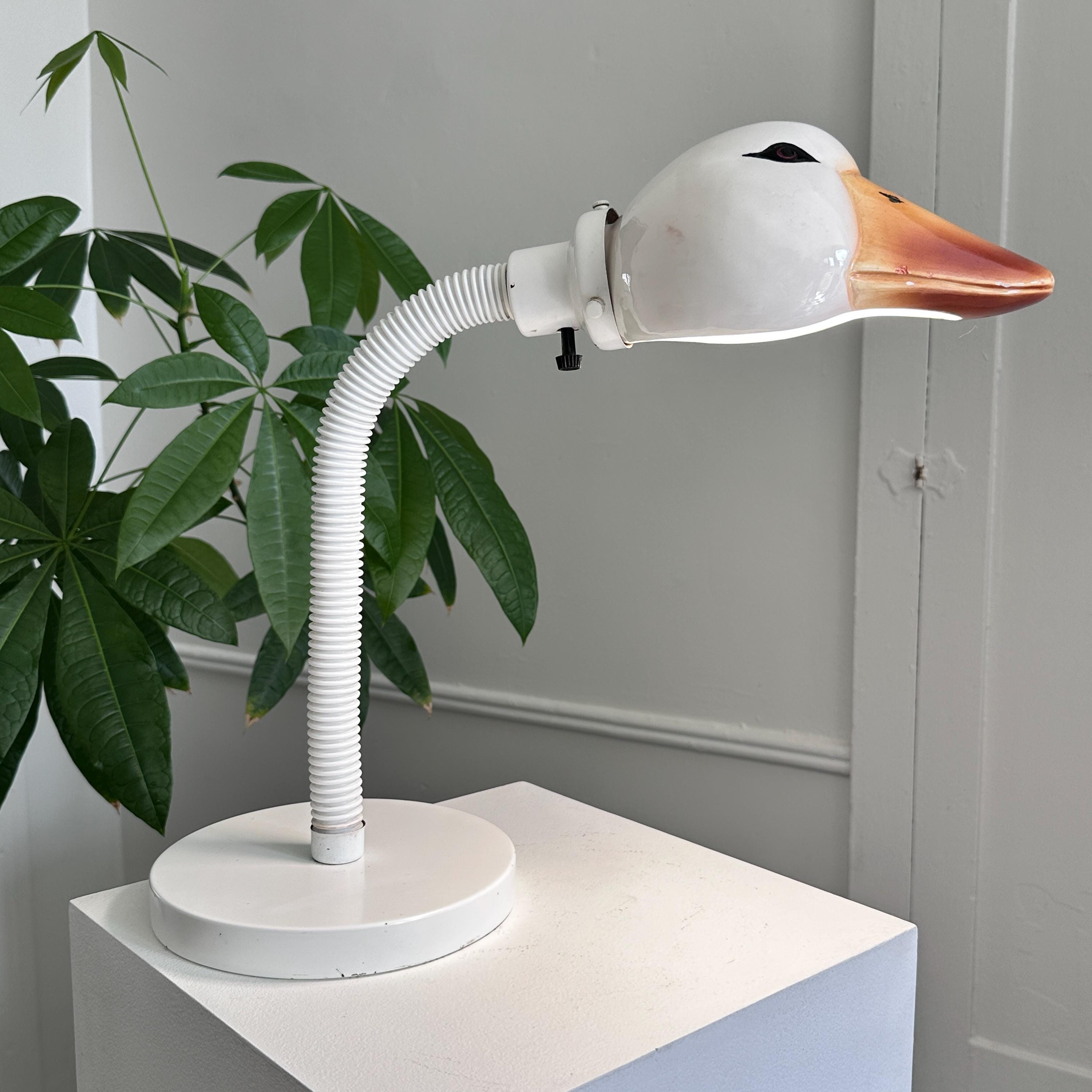 Vintage 1970s George Kovacs Ceramic Goose Head Gooseneck Post
