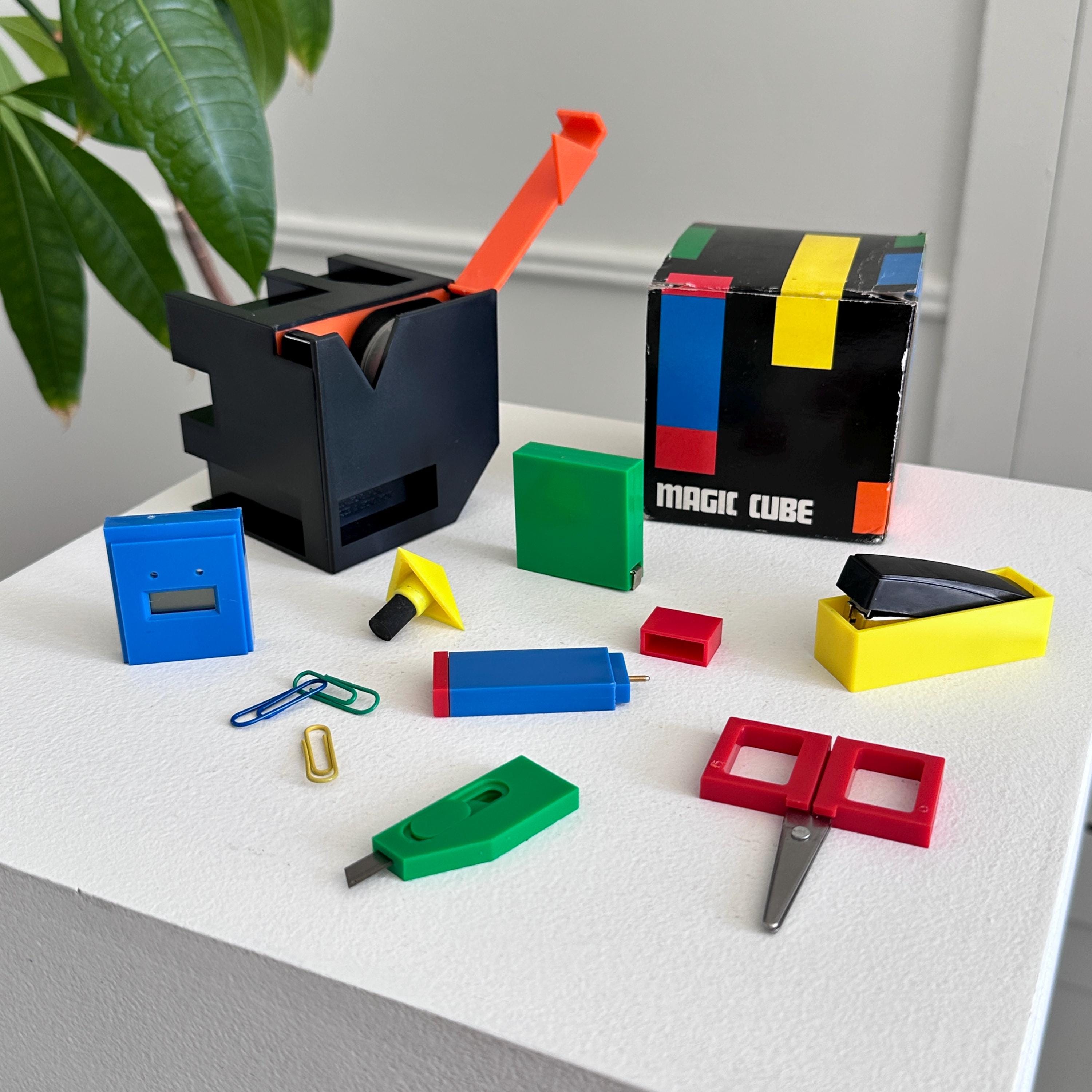 Complete Vintage 1980s Memphis Milano Magic Cube Post Modern