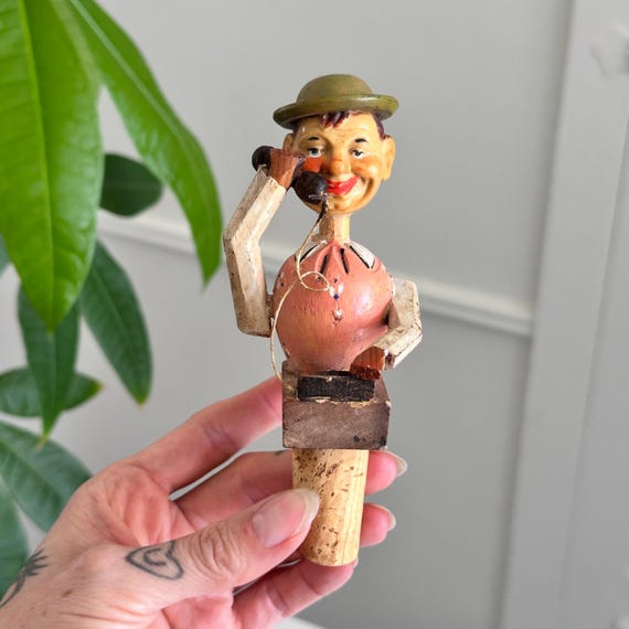 Working Vintage 1950s Figural Phone Mechanical Cork Action Bottle