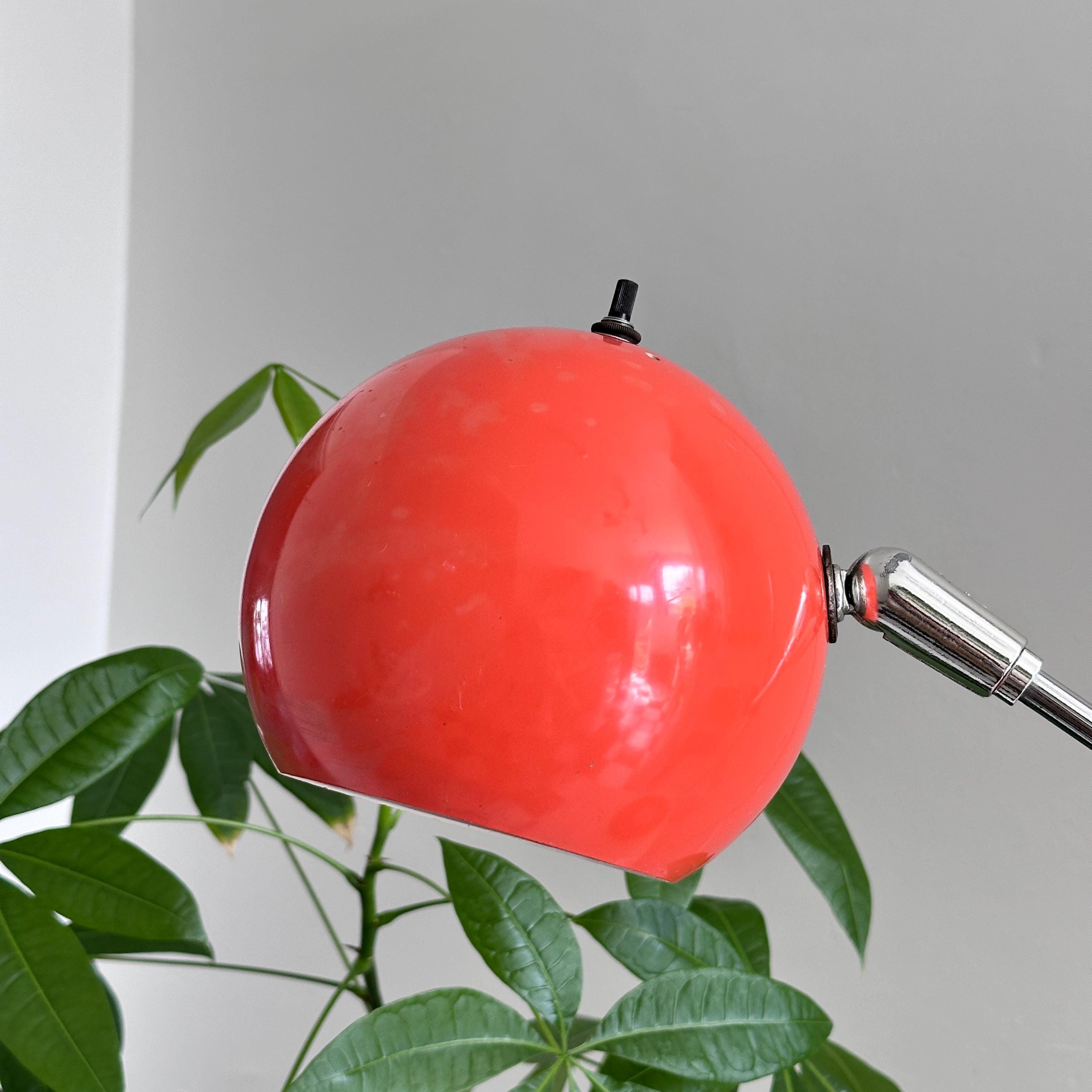 Iconic Vintage 1960s Sonneman Orange Chrome Cantilever Eyeball Orb