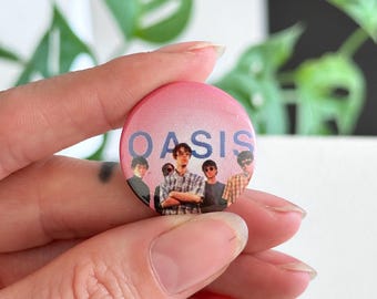 ORIGINAL vintage 1990s Oasis British Britpop rock band pinback button pin 1" music promotional Wonderwall Liam Gallagher