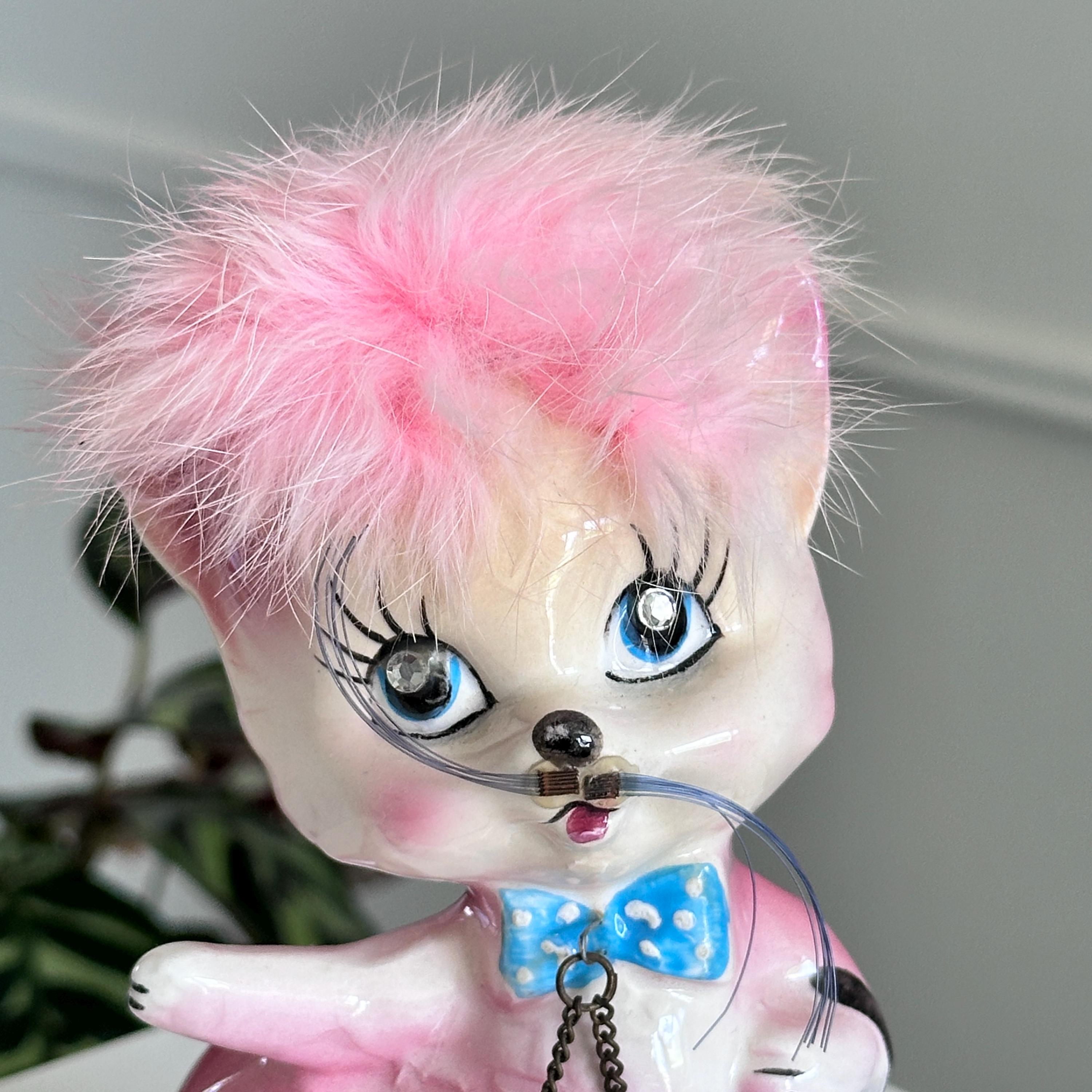 Cutest Vintage 1950s Kreiss & Co Pink Pink Kitty Cat + 2 Kittens