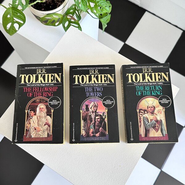 3pc set vintage 1988 JRR Tolkien Lord of the Rings trilogy Fellowship of the Ring, Two Towers, Return of the King paperback Ballantine Books