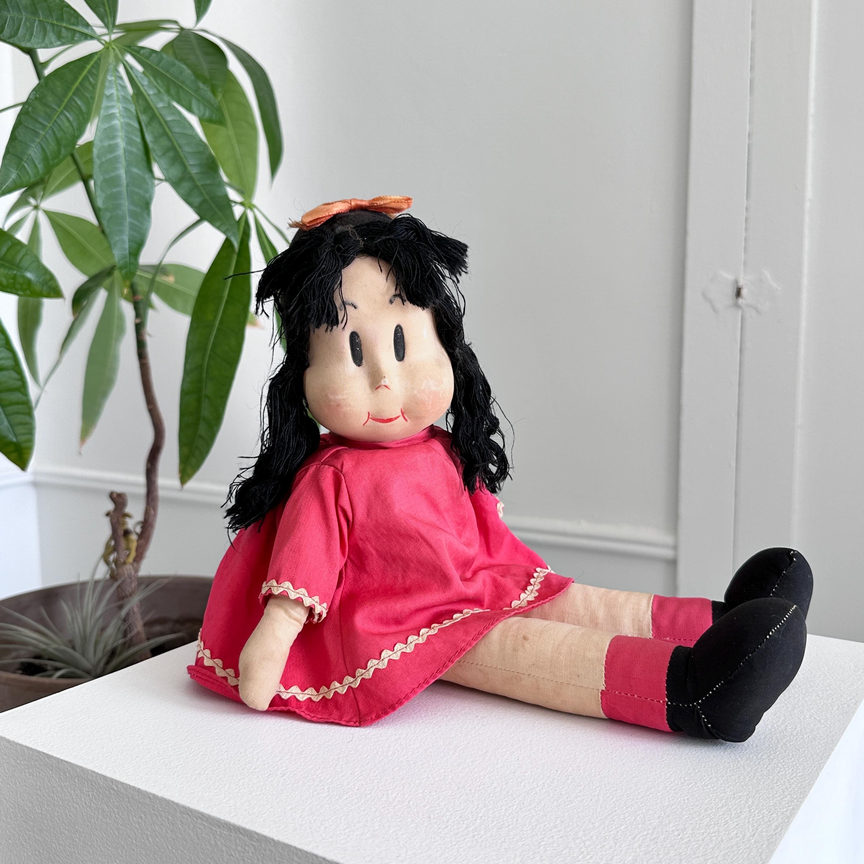 Super Cute 1940s Vintage Little Lulu Stuffed Cloth Rag Doll Mask