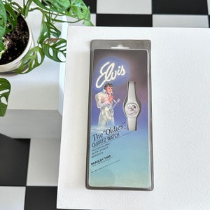 Raro reloj de cuarzo blanco Bradley Time de Elvis Presley The &quot;Oldies&quot;, de 1984, de colección, en caja original, sin usar, en caja original