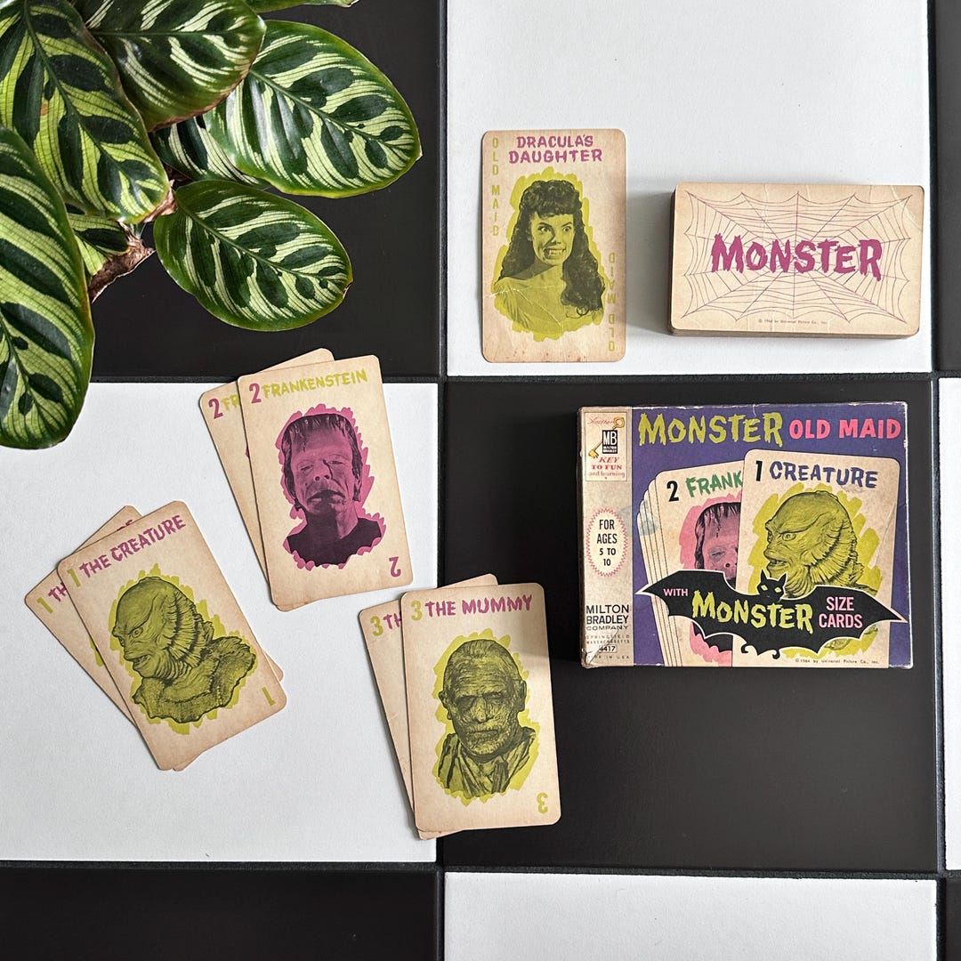 Complete 1964 Universal Monsters Old Maid Card Game in Box Milton