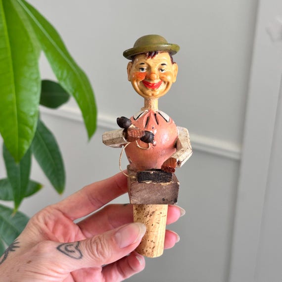 Working Vintage 1950s Figural Phone Mechanical Cork Action Bottle