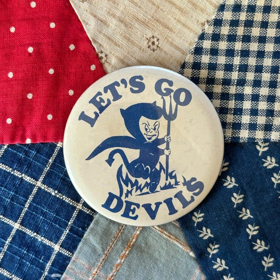 Vintage 1975 Let's Go Devils blue imp pixie pinba… - image 4