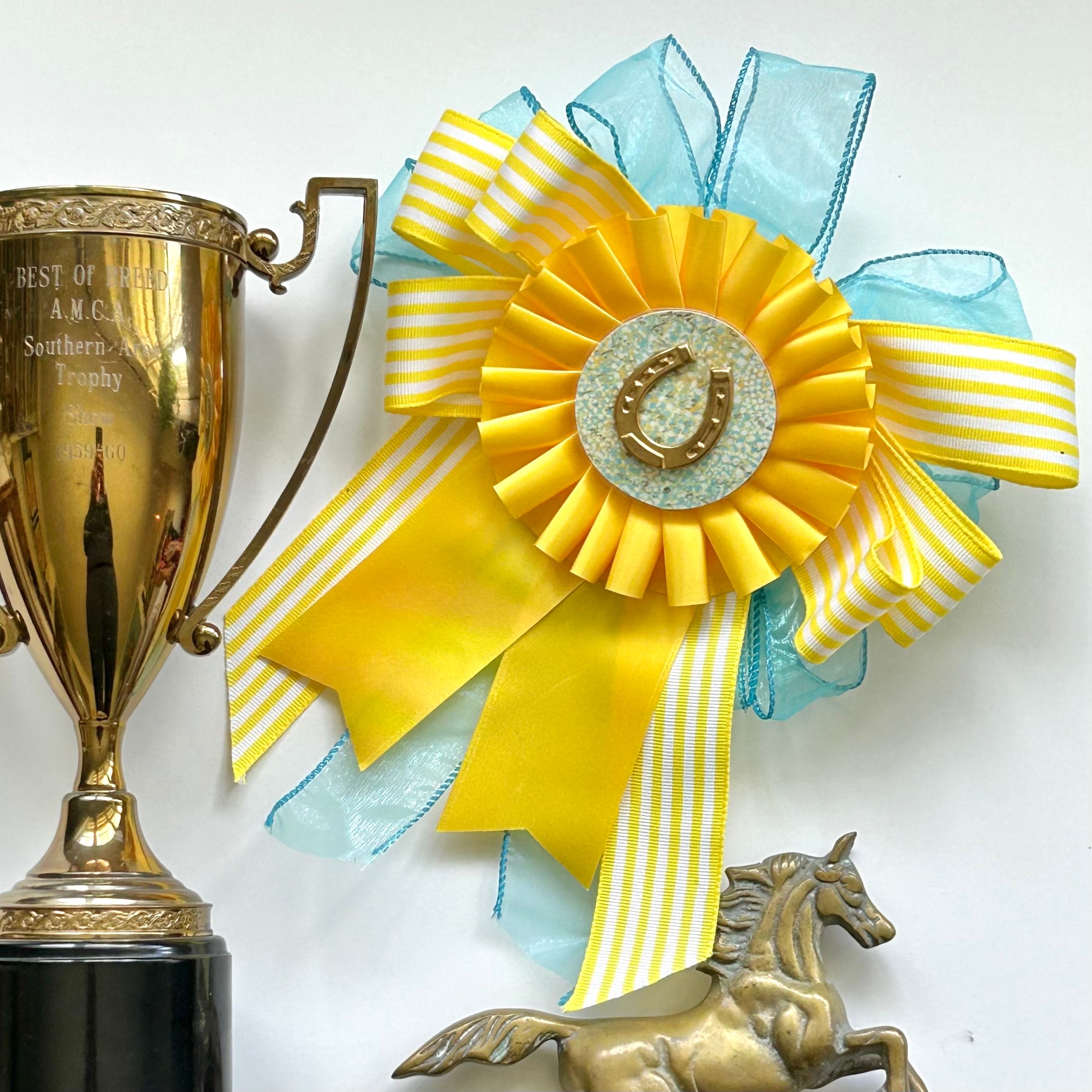 KY Derby Rosette Equestrian Ribbons Show Bows Derby Wreath Yellow ...