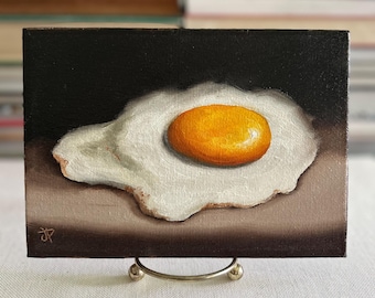 Origineel stilleven met gebakken ei door Jane Palmer, 5 x 7 keukenmuurkunst
