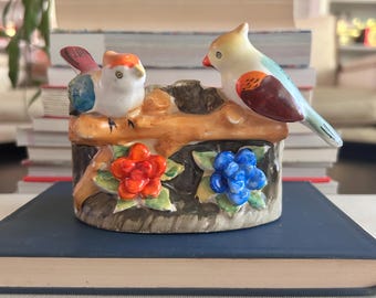 Occupied Japan handgeschilderde keramische vogelplanter, bloementakcachepot