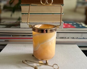 Vintage onyx serveerschaal met tang messing bargerei olijfhouder