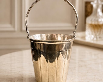 Vintage verzilverde ijsemmer met zwenkhandvat, champagnebaraccessoire, flessenkoeler