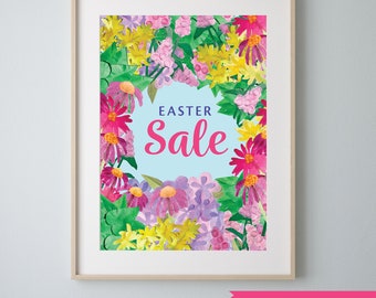 Carteles para rebajas de Pascua: Imprimibles de boutique floral (descarga digital)