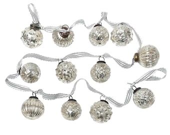 Vintage Christmas Kugel Style Mercury Glass Ornament Garland - Silver