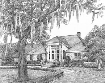 Architectural Rendering | House Portrait from photo | Pen and Ink Drawing of Home | House Commission