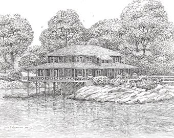 Custom Pen and Ink |  House Portrait | Detailed Home Drawing Commission