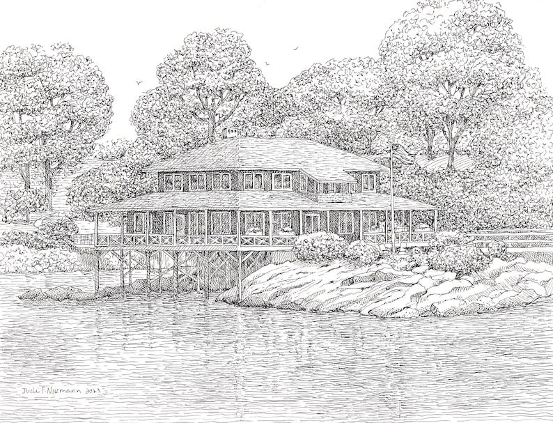 Custom Pen and Ink | House Portrait | Detailed Home Drawing Commission ...
