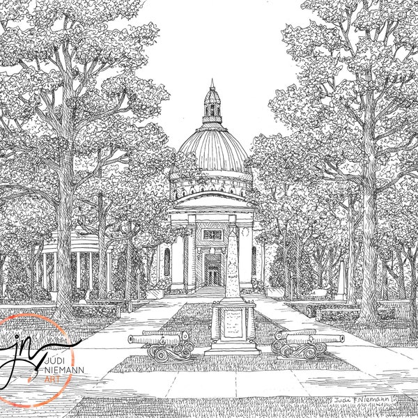 US Naval Academy Chapel | Graduation | Fine Art Print | Annapolis MD | USNA Commissioning Gift | Pen and Ink