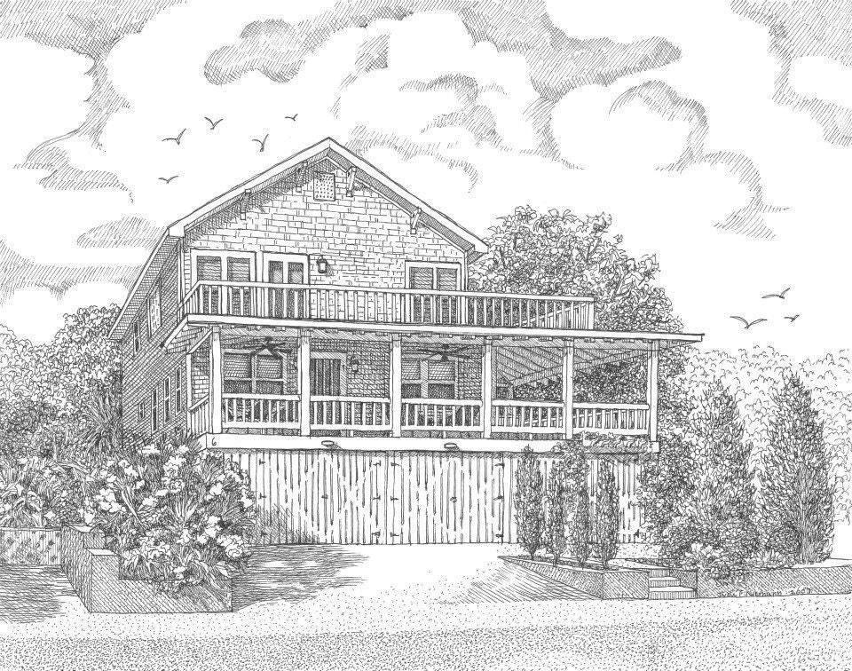 Custom Drawing of House From Photo | Commission House Portrait | Pen ...