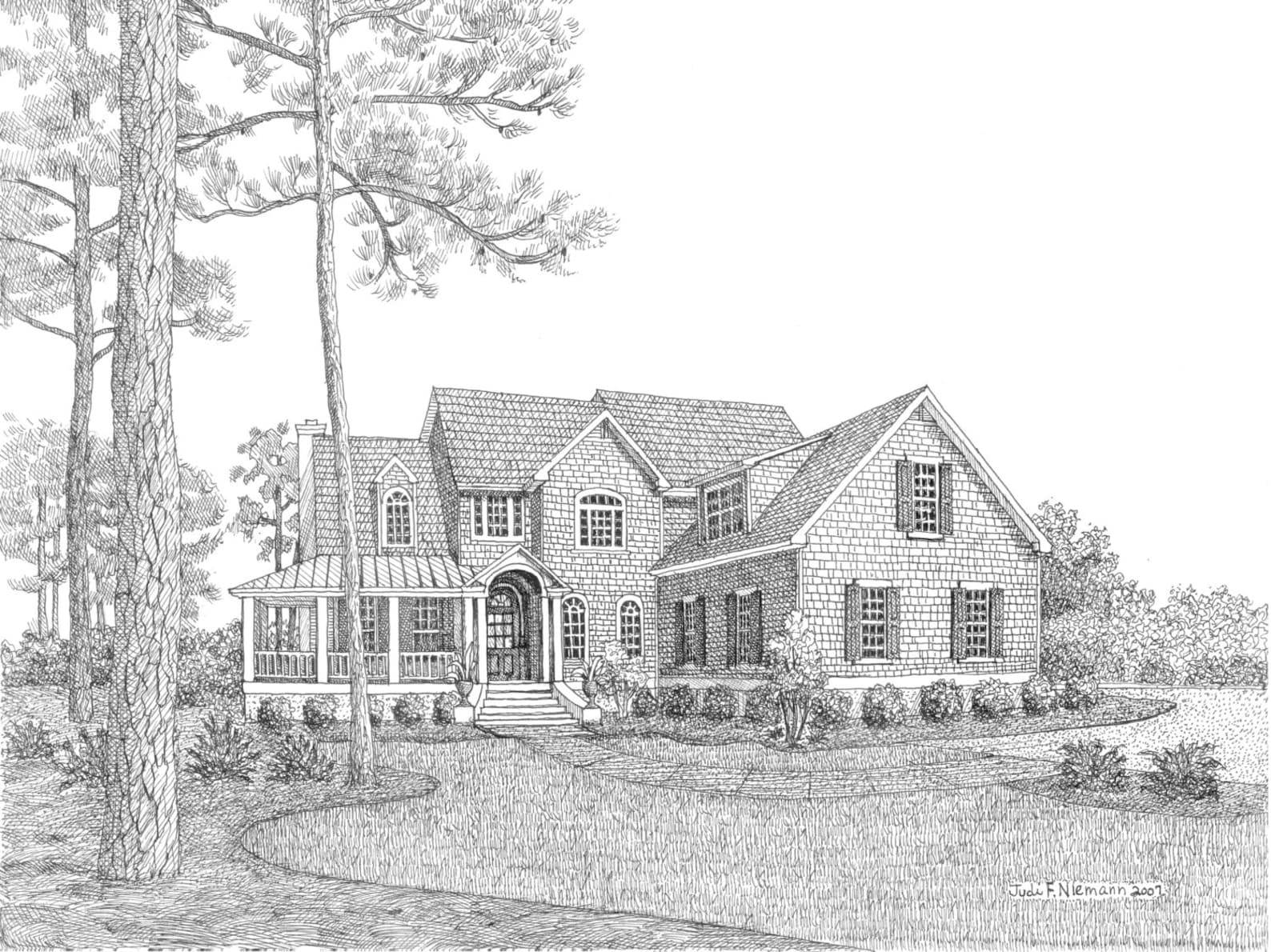 Custom Drawing of House From Photo | Commission House Portrait | Pen ...
