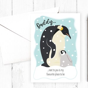 Carte d'anniversaire A5 pour papa et bébé pingouin