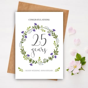 Silver Wedding - 25th Wedding Anniversary A5 card