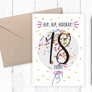 18.Geburtstag - Hip, hip hurra! A5 Geburtstagskarte