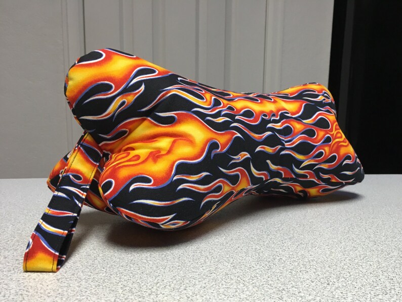 Flaming Hot Harley Davidson Dog Bone Shaped Contoured Neck Pillow With Handle Strap Great For Travel Father S Day Camping Hunting Man Cave