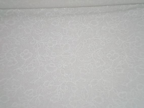 Quilt Cotton Fabric White on White Floral Tone on Tone 3000 | Etsy