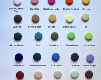 Solid Colors Fabric Covered Buttons Small/medium/large Buttons 11/16 - 1.75" -  in 25 Different Colors