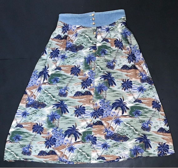 Vintage Button Down Hawaiian Skirt Petites Medium… - image 1