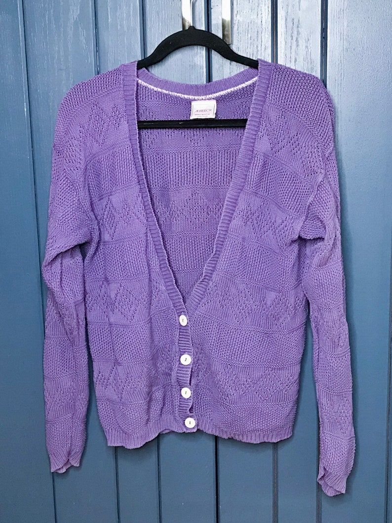 Vintage Alberoy Deep V-neck Cardigan Sweater Fits M L XL 80s 90s USA ...