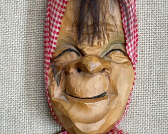 自然の顔 樫の木の木彫り、知恵の木、手作りの木彫り - Etsy 日本