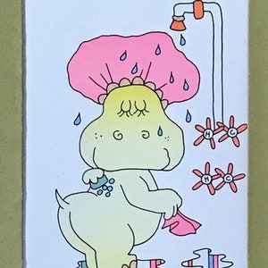 Vintage Hippo Taking A Shower Framed Art Print S A Fleischmann Funny Whimsical