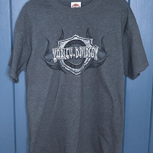 Vintage Gray Harley Davidson Tee T Shirt Large Essex Junction Vermont USA Made