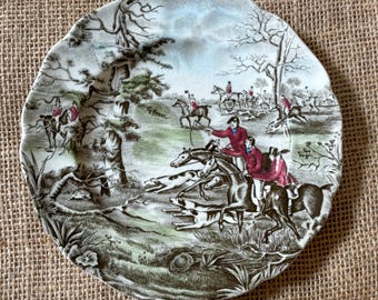 Vintage Johnson Brothers Tally Ho View Halloo 6 Inch Plate Fox Hunting Scene