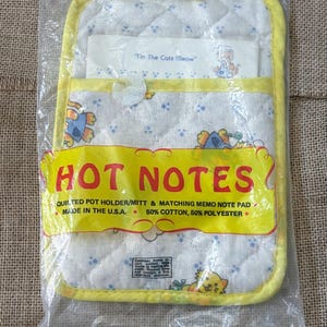 Vintage Hot Notes Cat Pot Holder Notepad Set Kitsch 50s Vibes Cottage Core READ