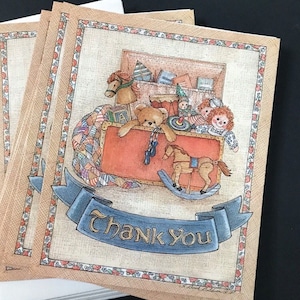 Vintage Sherri Buck Baldwin Toy Chest Thank You Cards Rustic Nostalgia Whimsy