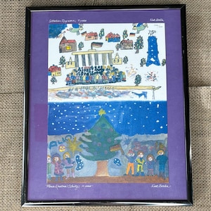 Vintage German Childrens Drawings Art Print Fall Of Berlin Wall Historical