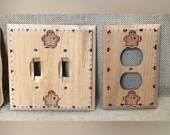 Gingerbread Man Light Switch Plate & Outlet Covers Rustic Farmhouse Cottagecore