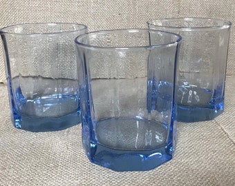 Vintage Anchor Hocking Blue Tint Juice Glass Set MCM Coastal Grandma Fairy Core