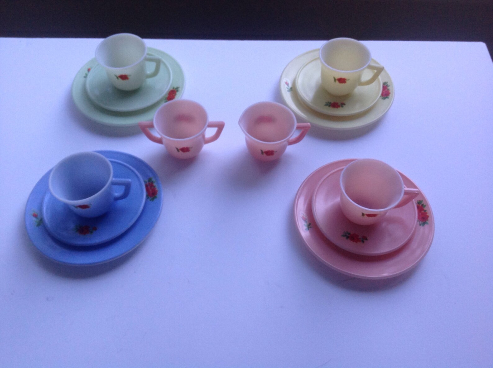 Vintage Colorful Glass Children's Tea Set Etsy